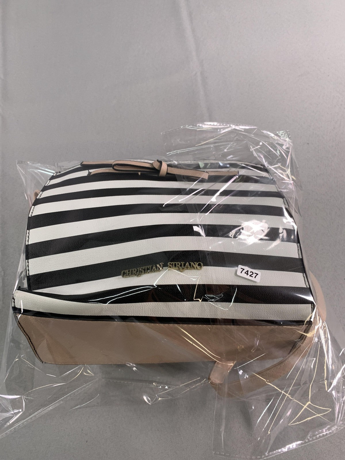 Christian Siriano for Payless Crossbody Bag Womens Black White Stripe Bow Purse