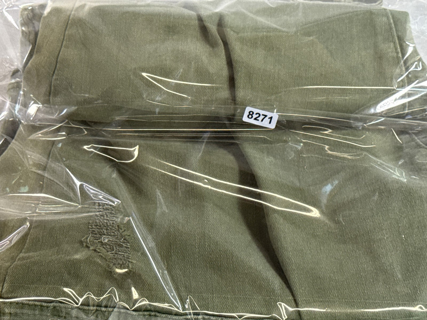 TIME TRU Cargo Pants Womens 18 Olive Green Cotton Relaxed Fit Distressed Ripped