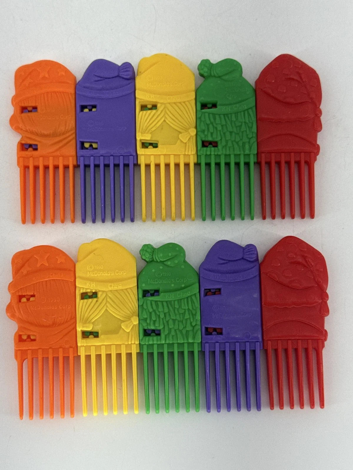 1990 McDonald’s Rainbow Comb Set Ronald Grimace Birdie Snap Toy Happy Meal VTG