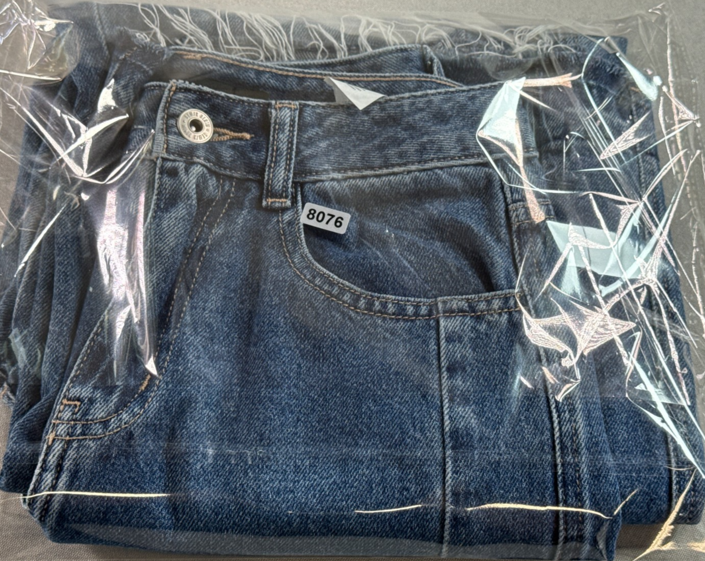 High Waist Wide Leg Jeans Womens S Baggy Frayed Hem Medium Wash Blue Denim SEMIR