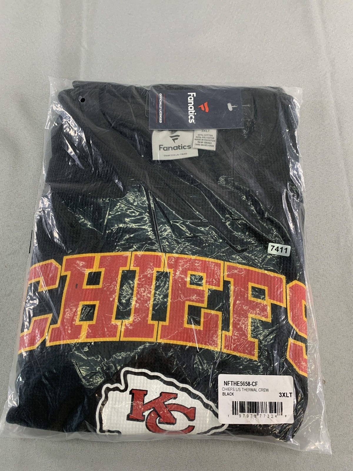 Kansas City Chiefs Shirt Mens 3XLT Black NFL Football Long Sleeve Thermal Crew