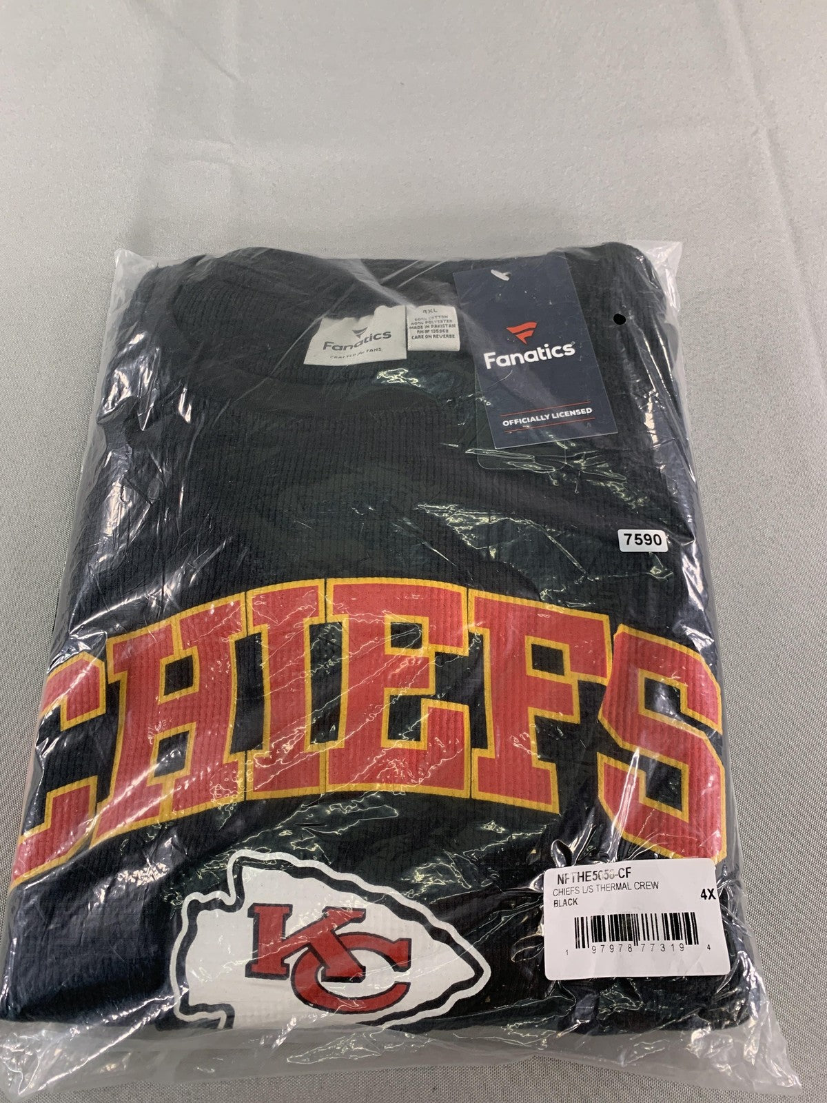 Kansas City Chiefs Shirt Mens 4XL Black NFL Football Long Sleeve Thermal Crew