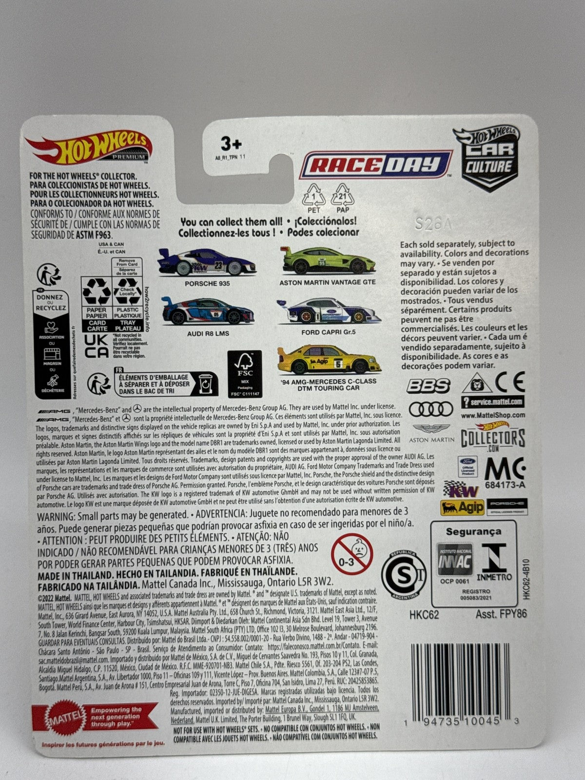 Hot Wheels Premium Race AMG Mercedes Racing Diecast Car Yellow Metal 1:64 FPY86