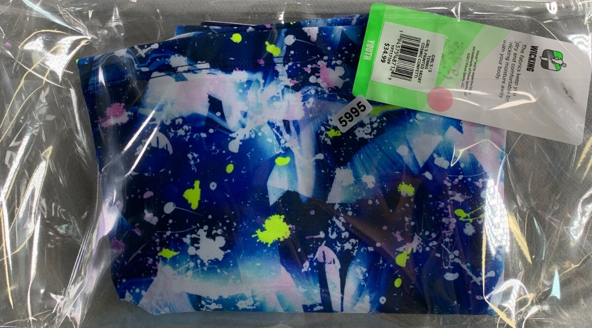 Prince Girls Tennis Skort S 8-9 Cosmic Confetti Blue Stretch Wicking NWT Apparel