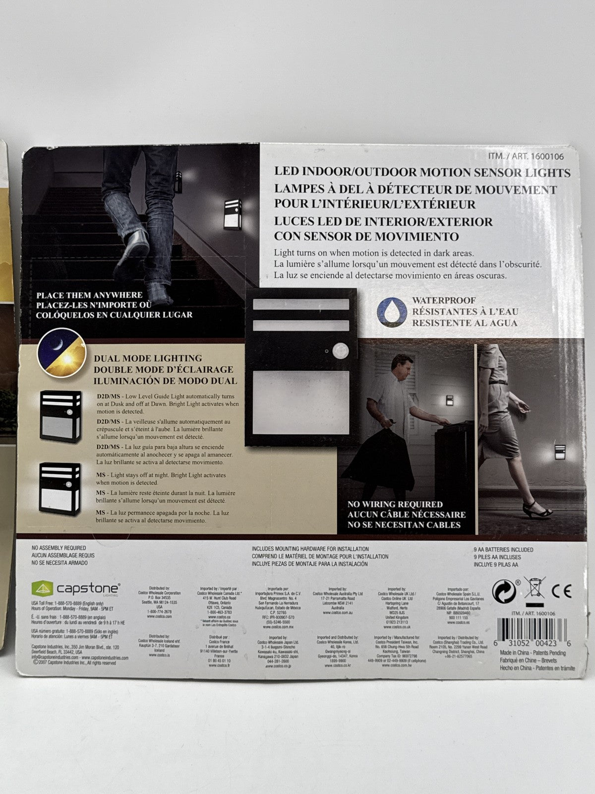 Lot of 2 Capstone LED Indoor Motion Sensor Lights Black Waterproof Dusk Dawn
