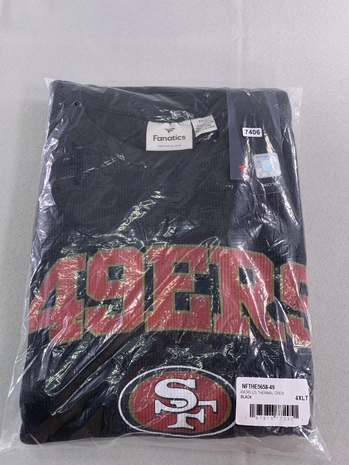 San Francisco 49ers Shirt Mens 4XLT Black NFL Football Long Sleeve Thermal Crew