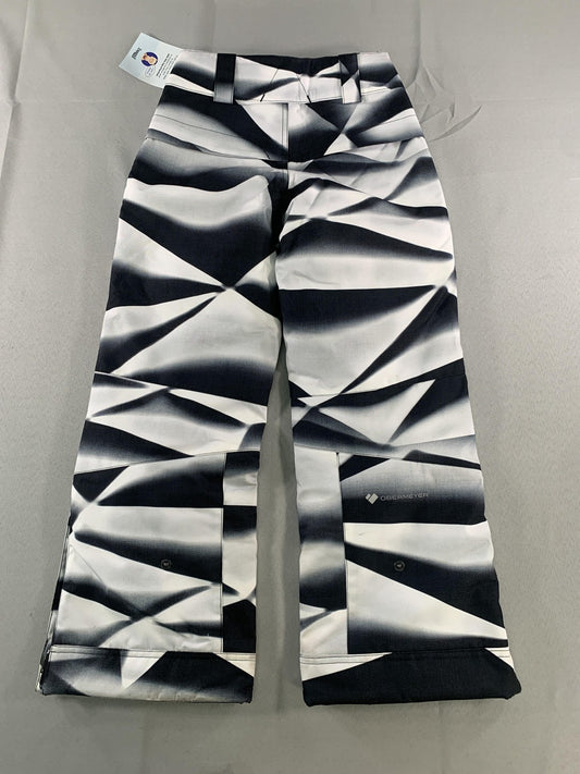 Obermeyer Pants Youth Teen Small 8 Black White Print Ski Snow Insulated 45026 on