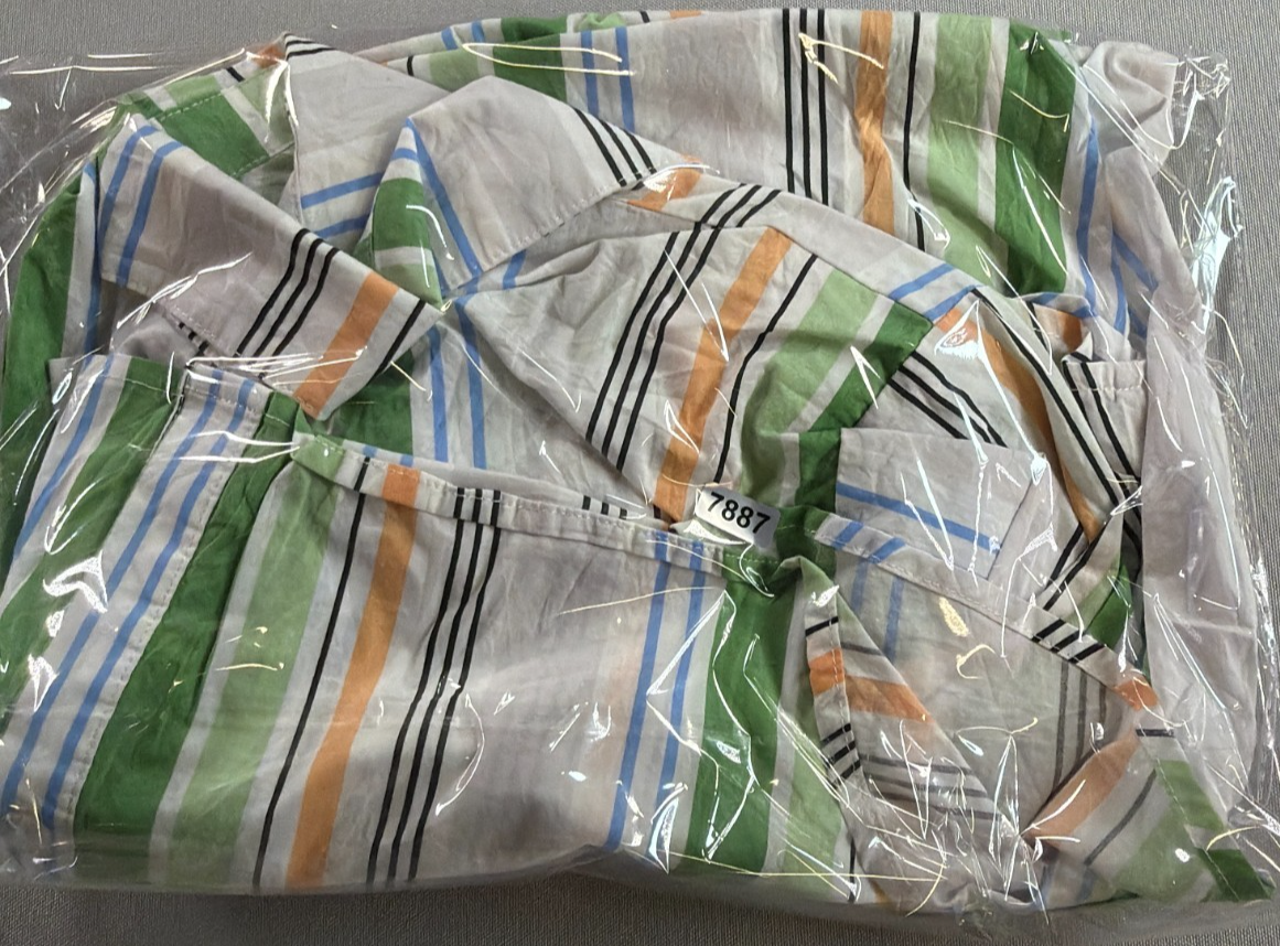 Sweet Rain Women 2XL Striped Button Down Shirt Green Orange Blue Cotton Pockets