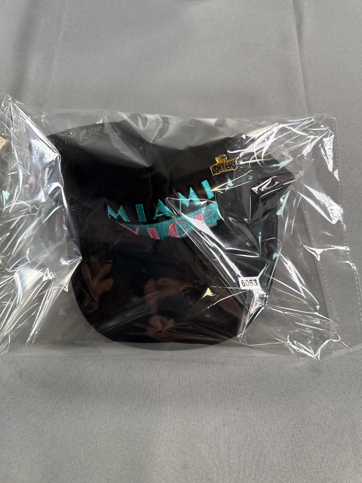 Vintage AHS Miami Vice Lottery Trucker Hat Black Mesh Cap Taiwan 80s M-L Snapbac
