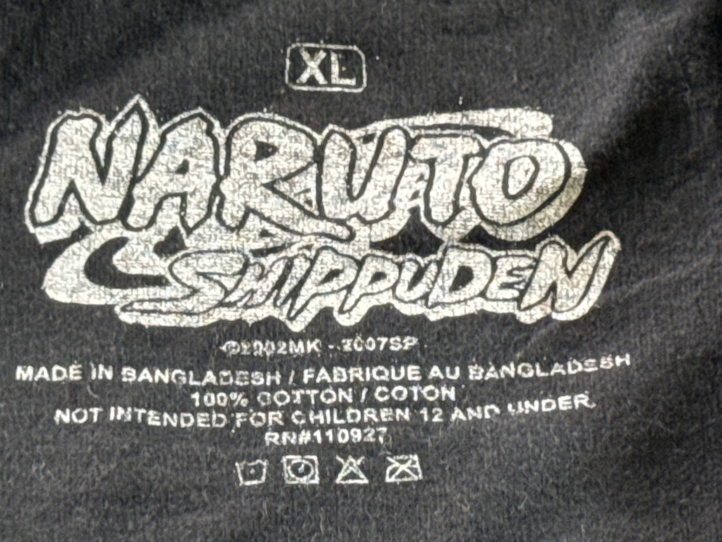 Naruto Shippuden Graphic Tee Mens XL Black Cotton Distressed Short Sleeve