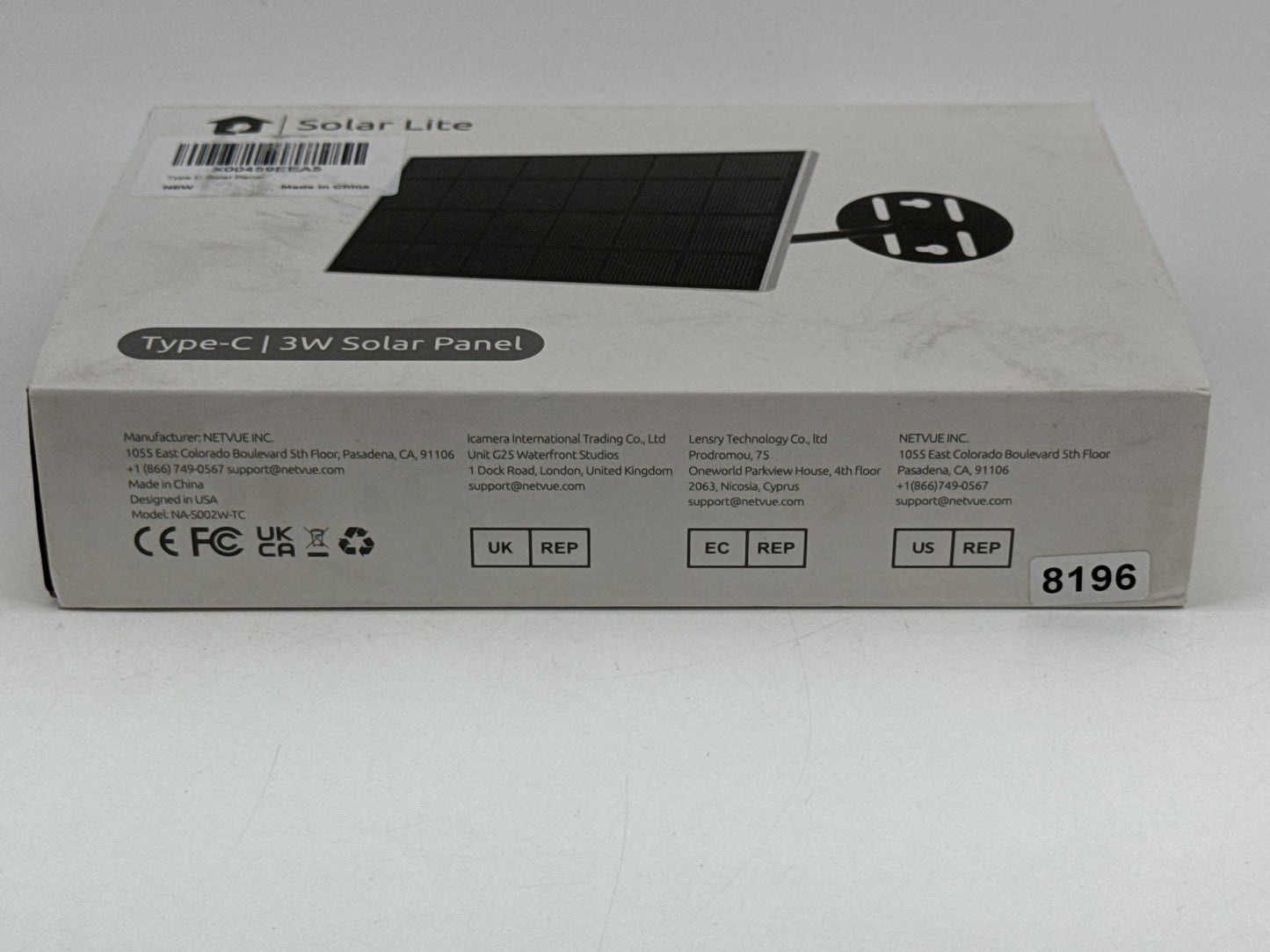 Netvue Solar Lite Panel Black Modern Type USB Energy High Efficiency Power White