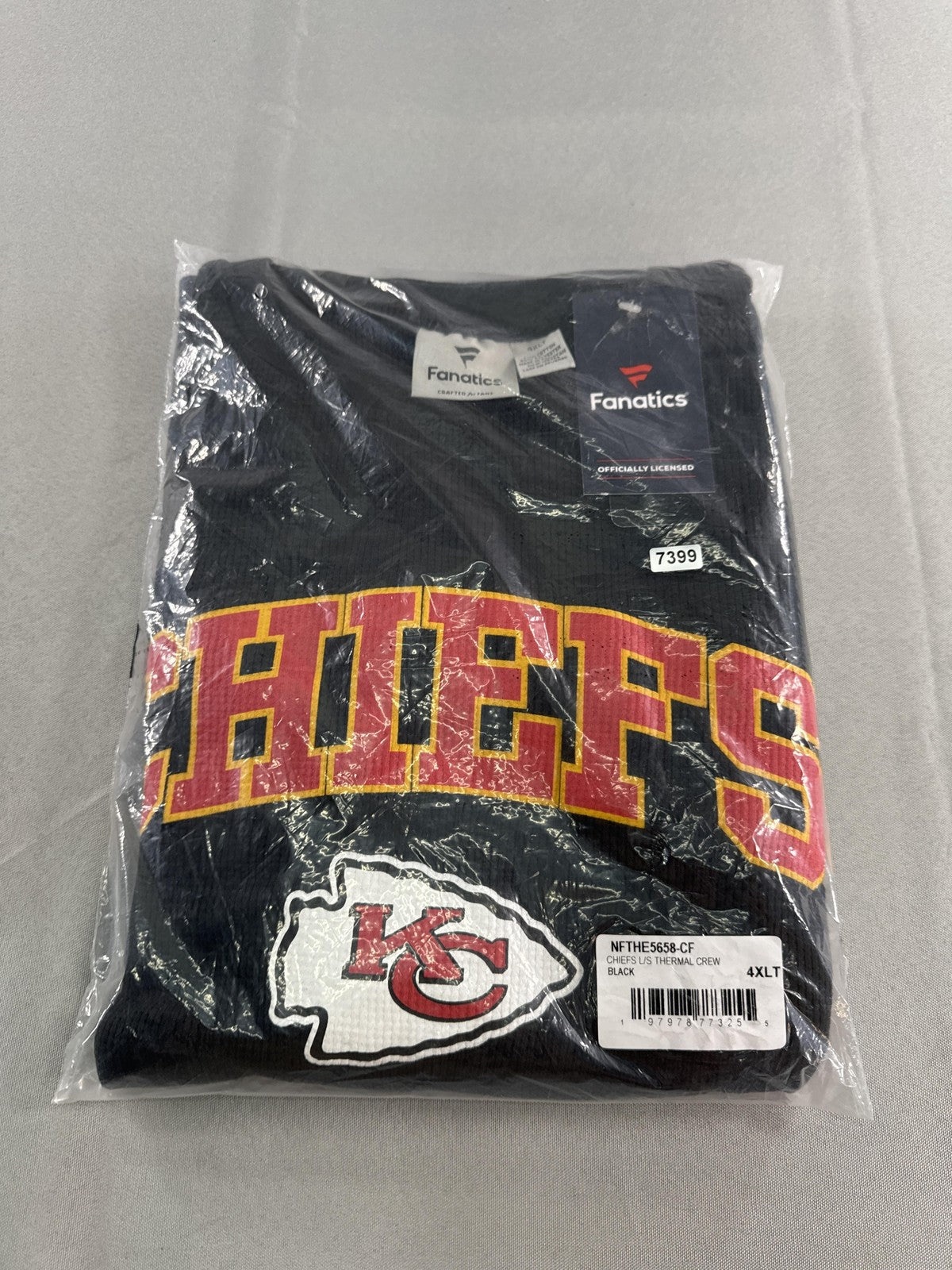 Kansas City Chiefs Shirt Mens 4XLT Black NFL Football Long Sleeve Thermal Crew