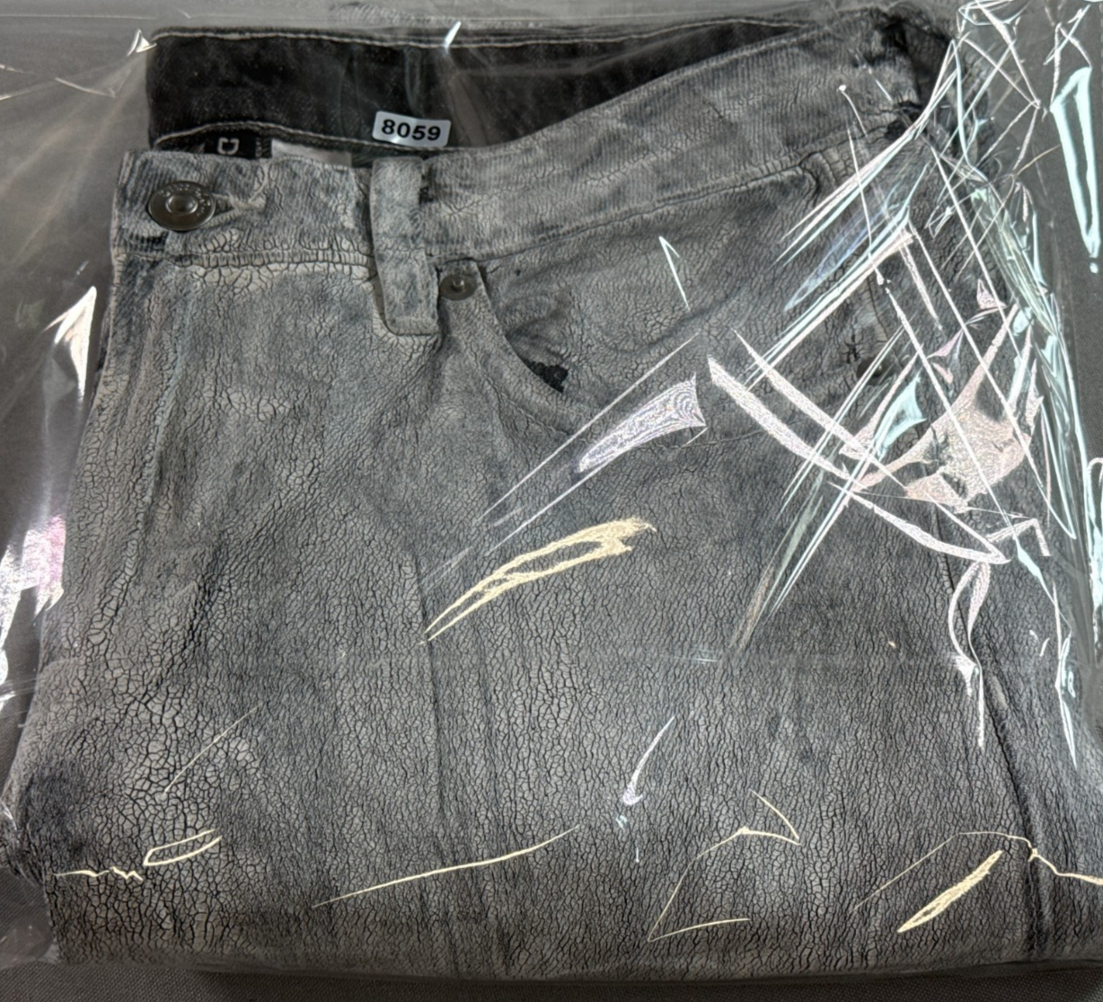 H&M White Crackle Coated Jeans Womens 4 Straight Leg High Rise Festival