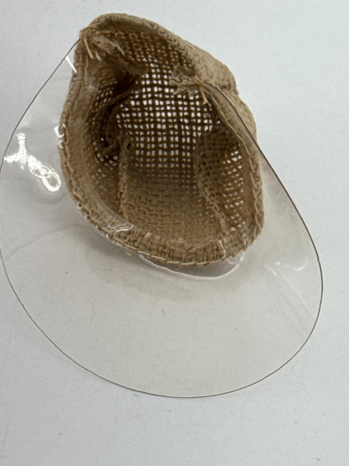 Vintage Barbie Burlap Hat w/ Clear Brim 70s Style Doll Accessory Rare Retro NWT