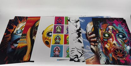 Borderlands Vault Mask Art Print Set x9 Video Game Promo Poster Bundle Unsigned