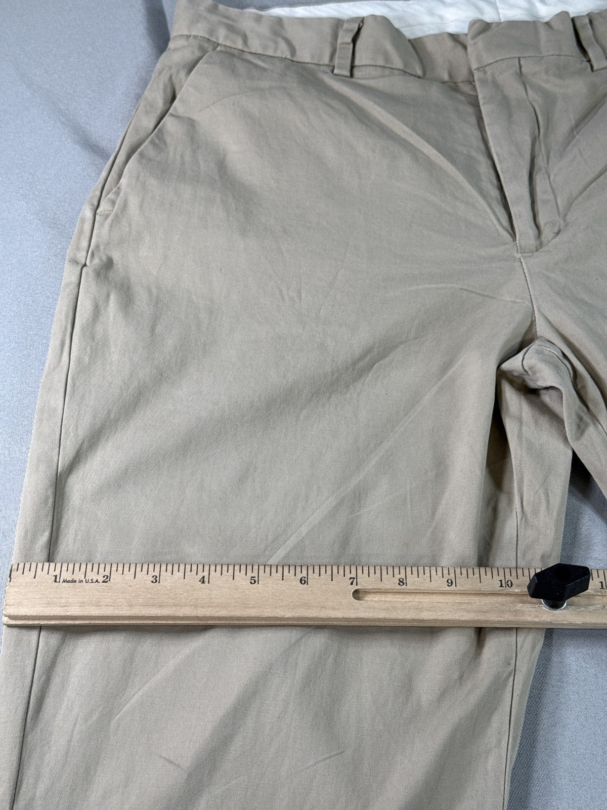 EXPRESS Chino Pants 34 34/32 Beige Cotton Spandex Flat Front Regular Fit Slim