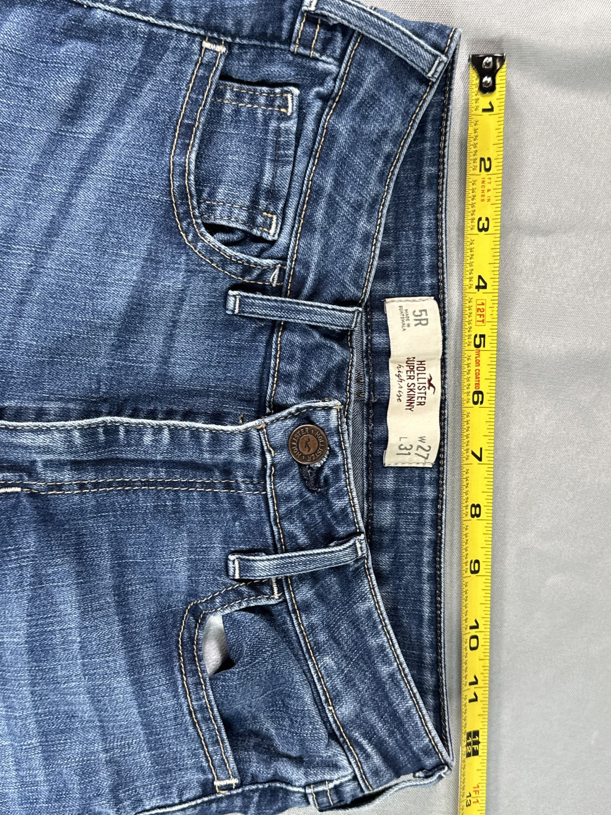 Hollister Super Skinny High Rise Jeans Womens 27x31 Medium Blue Wash Stretch