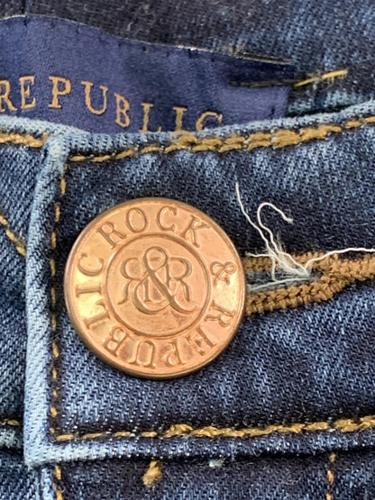Rock & Republic Jeans Womens Size 2 Blue Berlin Straight Leg Rhinestone Denim