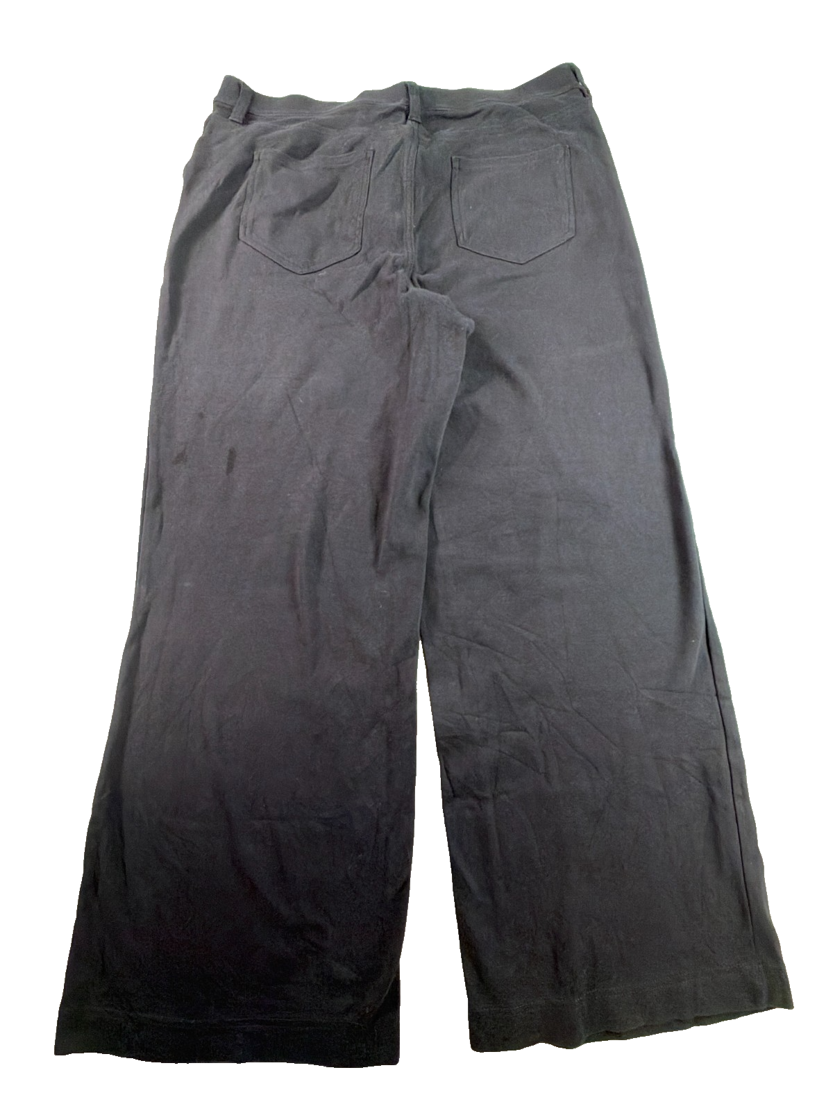 LANDS END Black Sport Knit Elastic Waist Corduroy Wide Leg Pants Womens XL/P NEW