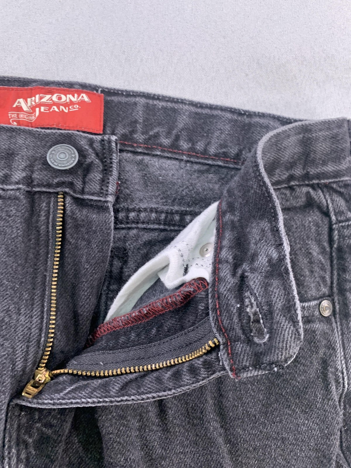Arizona Jean Co Jeans Boys 10 Husky Black Gray Relaxed Straight Denim 5 Pocket