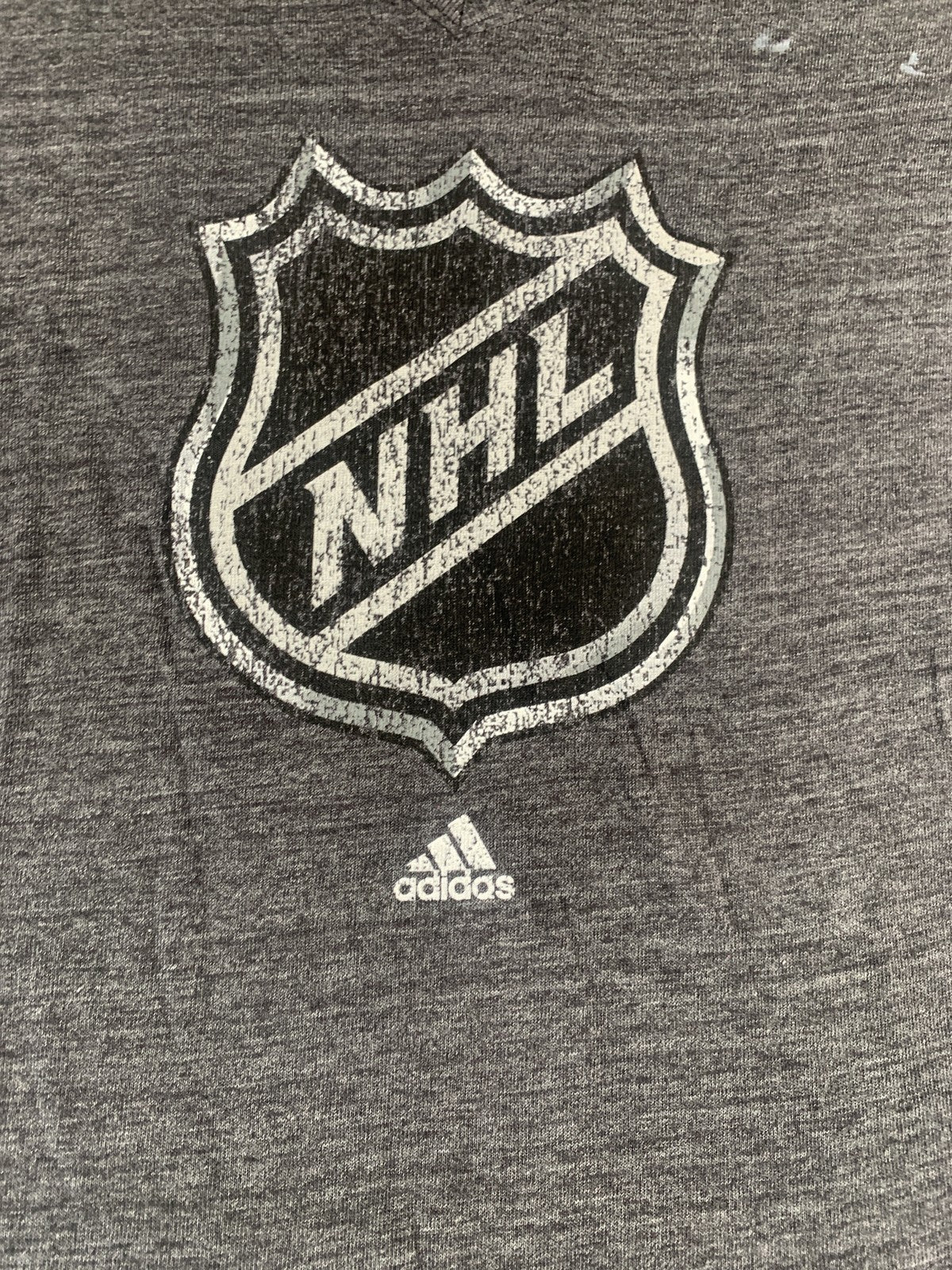 NHL Hockey Shirt Womens Large Gray Tri-Blend V-Neck Adidas Short Sleeve Tee