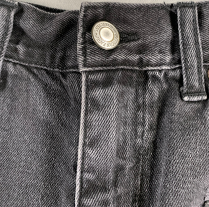 American Eagle Mom Shorts Black Distressed Denim High Rise Frayed Hem Sz 6 119