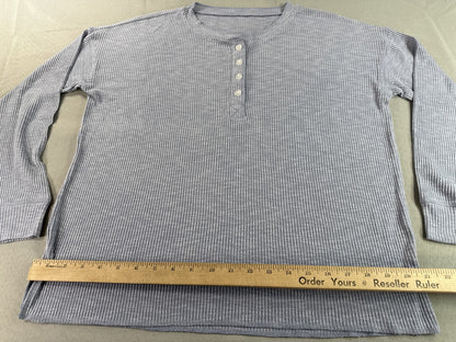American Eagle Henley S Shirt Mens S/P Gray Cotton Blend Regular Fit Long Sleeve