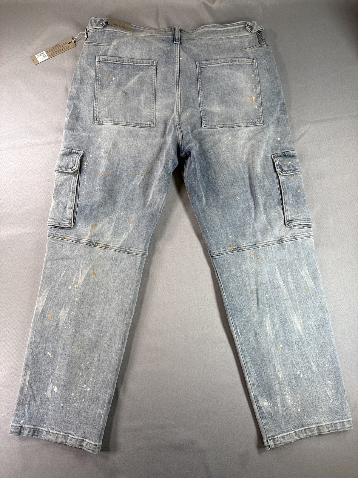 Hudson Cargo Pants Mens 40 Light Wash Denim Vintage Paint Splatter Distressed
