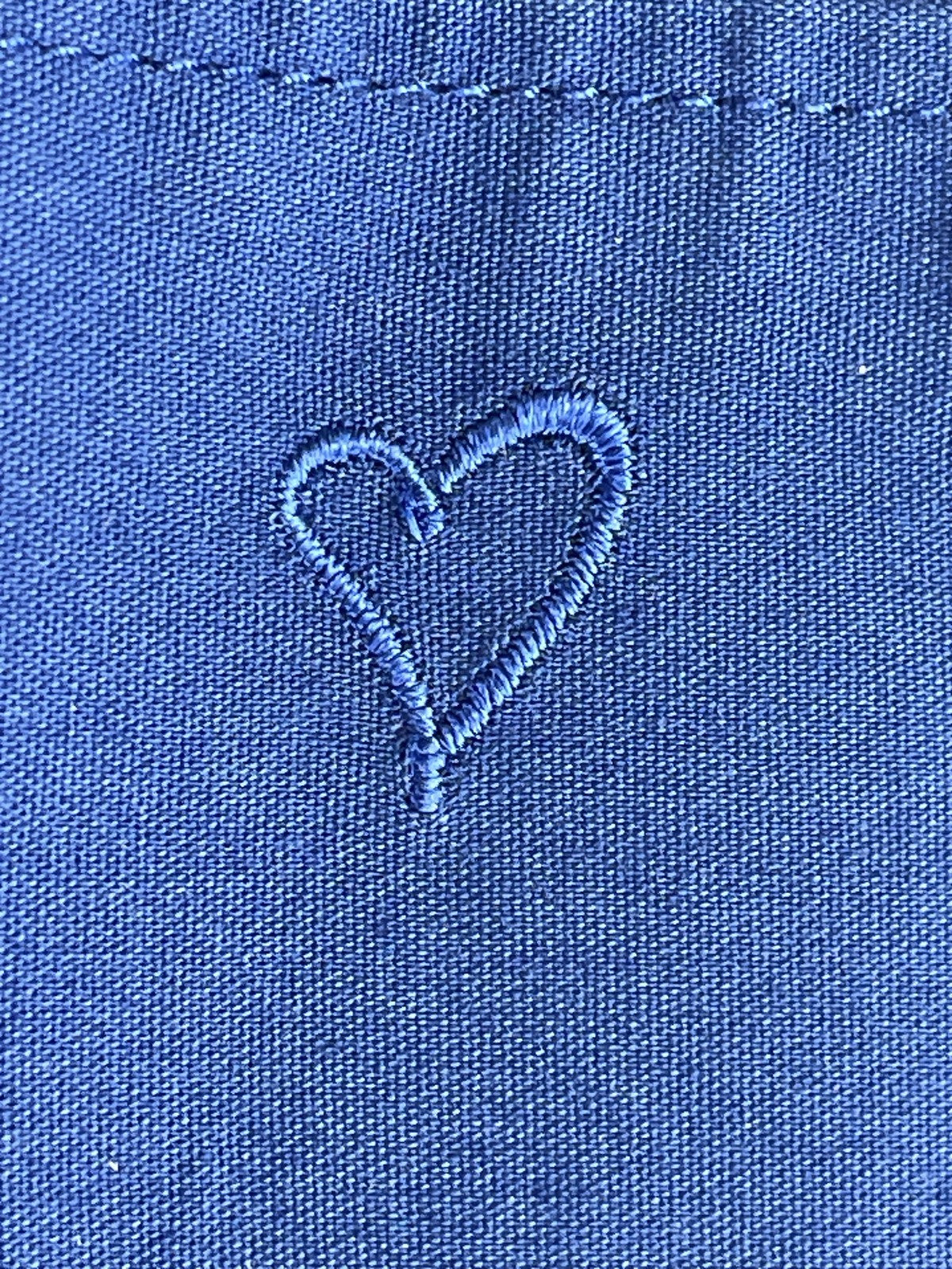 Chicos Jacket Womens 2 Blue Button Up Shirt Blouse 3/4 Sleeve Embroidered Heart