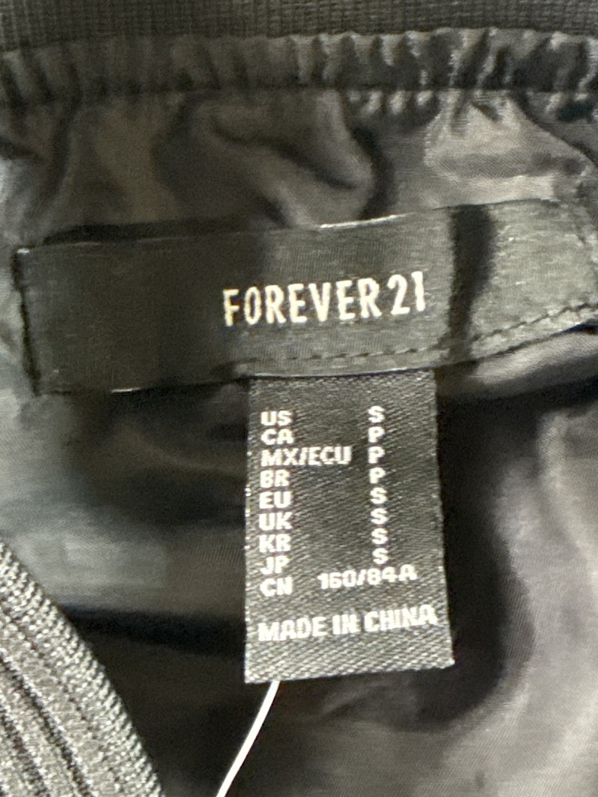 FOREVER 21 Bomber Jacket Womens S Black/Denim Cotton/Polyester Regular Fit Zip