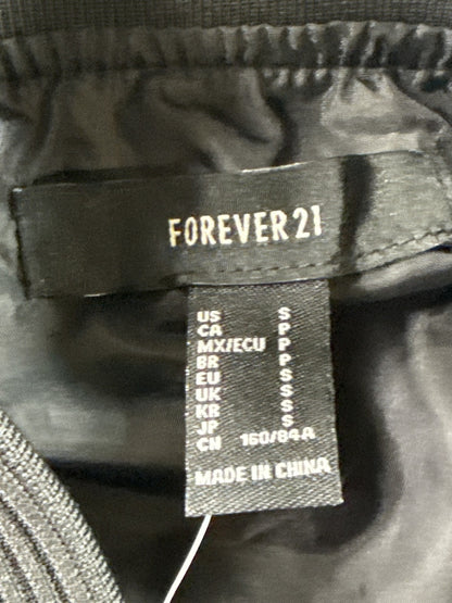 FOREVER 21 Bomber Jacket Womens S Black/Denim Cotton/Polyester Regular Fit Zip