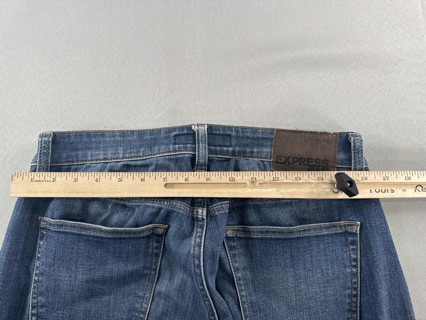 Express Jeans Mens 29x30 Blue Skinny Hyper Stretch Denim Medium Wash Pants Red