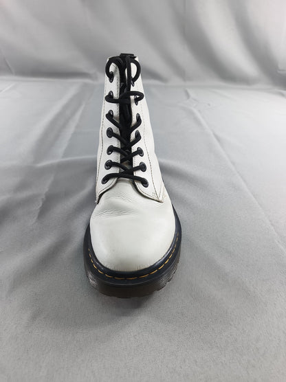 Dr. Martens 1460 Boots Womens Size 8 White Leather 8-Eye Lace Up Combat AirWair