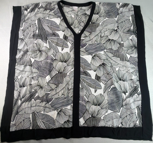 Merona Floral Kimono Cover Up Womens Large Black White Lightweight Open Front