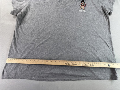 HERITAGE TORRID Gingerbread Man Tee Womens 3 Gray Embroidered Graphic Crewneck