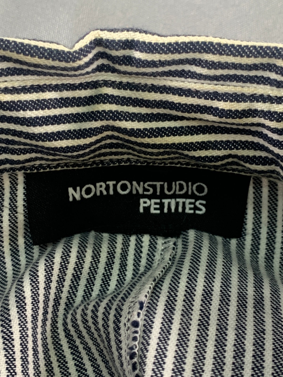 Norton Studio Petites Black White Stripe Zip Jacket Utility Pockets Cotton Chic