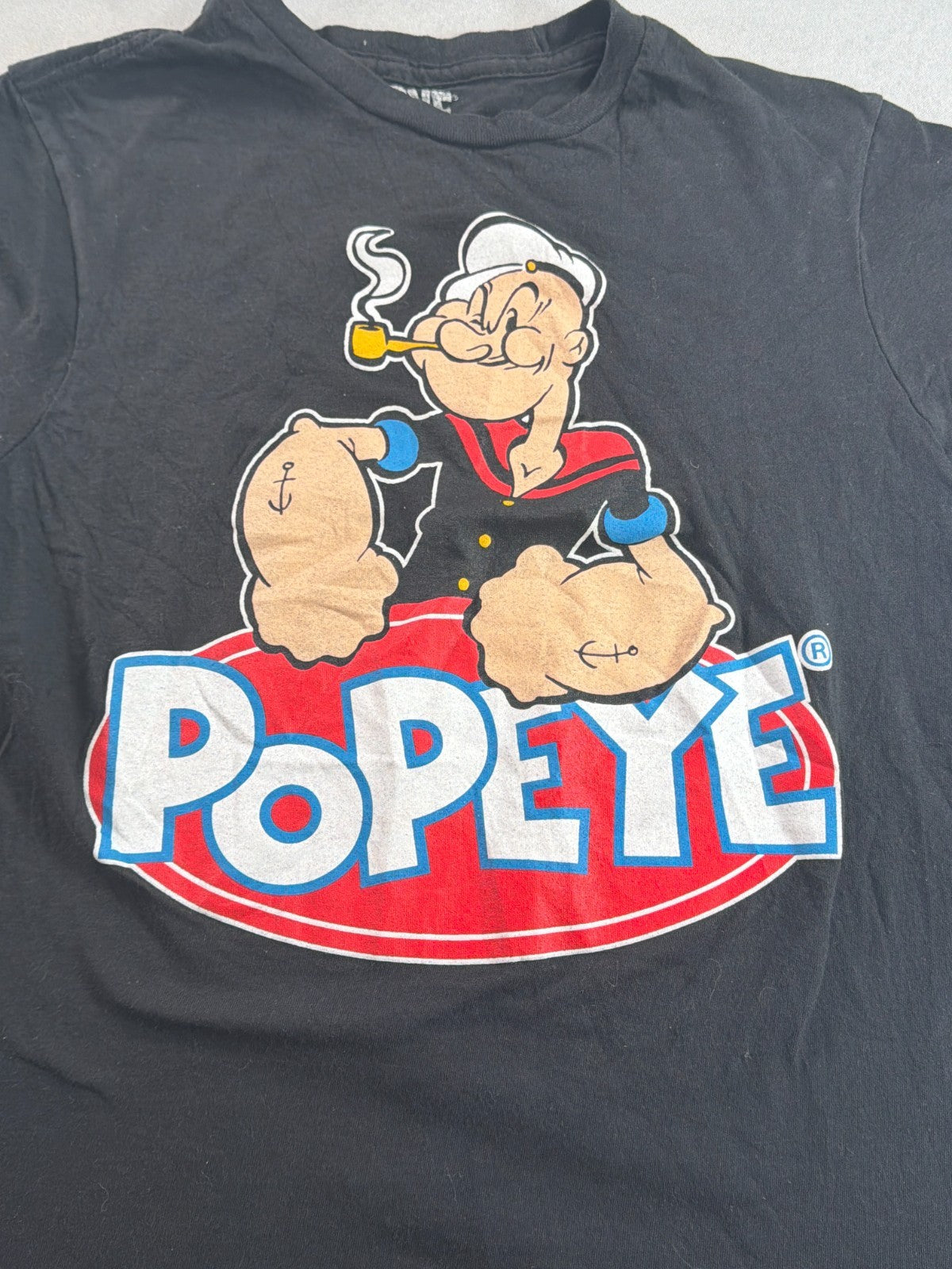 Popeye Sailor Man Graphic T-Shirt Womens Small Black 100% Cotton Licensed 2023