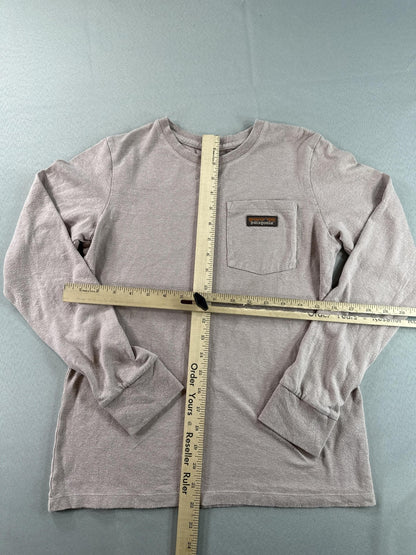 Patagonia Long Sleeve Tee Mens Gray Cotton Jersey Regular Fit Pocket Logo Shirt