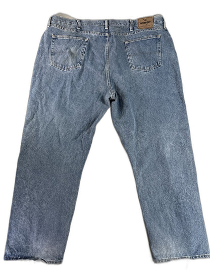 Wrangler Straight Leg Jeans 46 X 30 46x30 Blue 100% Cotton Relaxed Fit Vintage