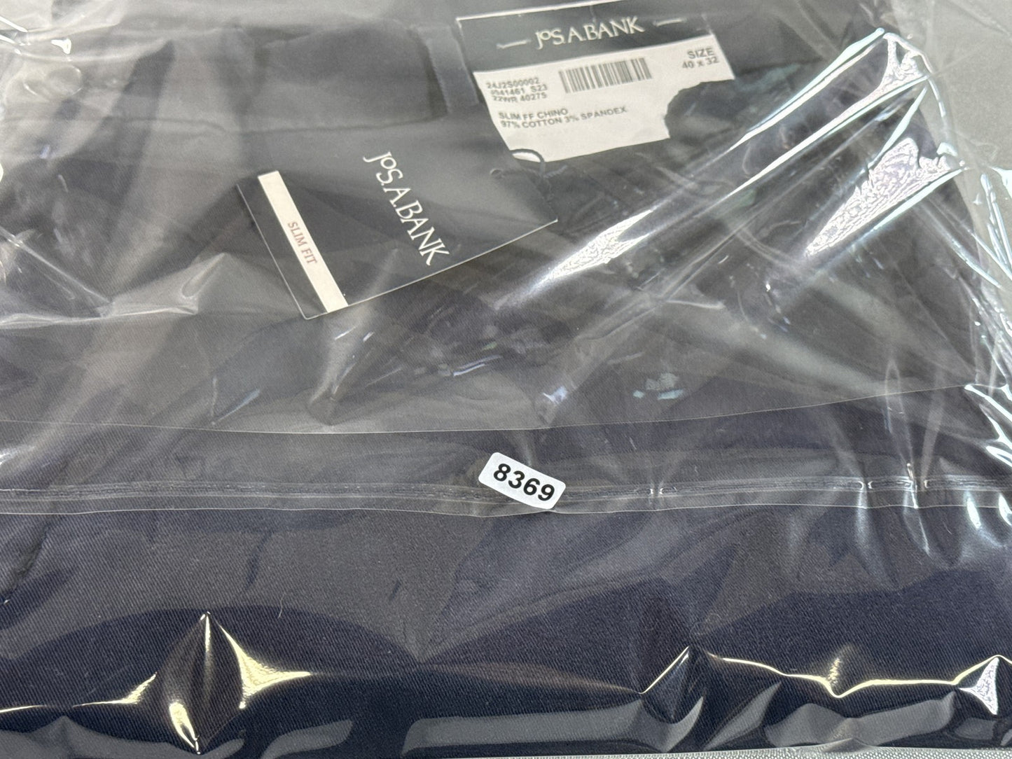 Jos. Bank 24J2S00002 Slim Fit Pants 40X32 Navy Cotton Spandex Stretch Chino