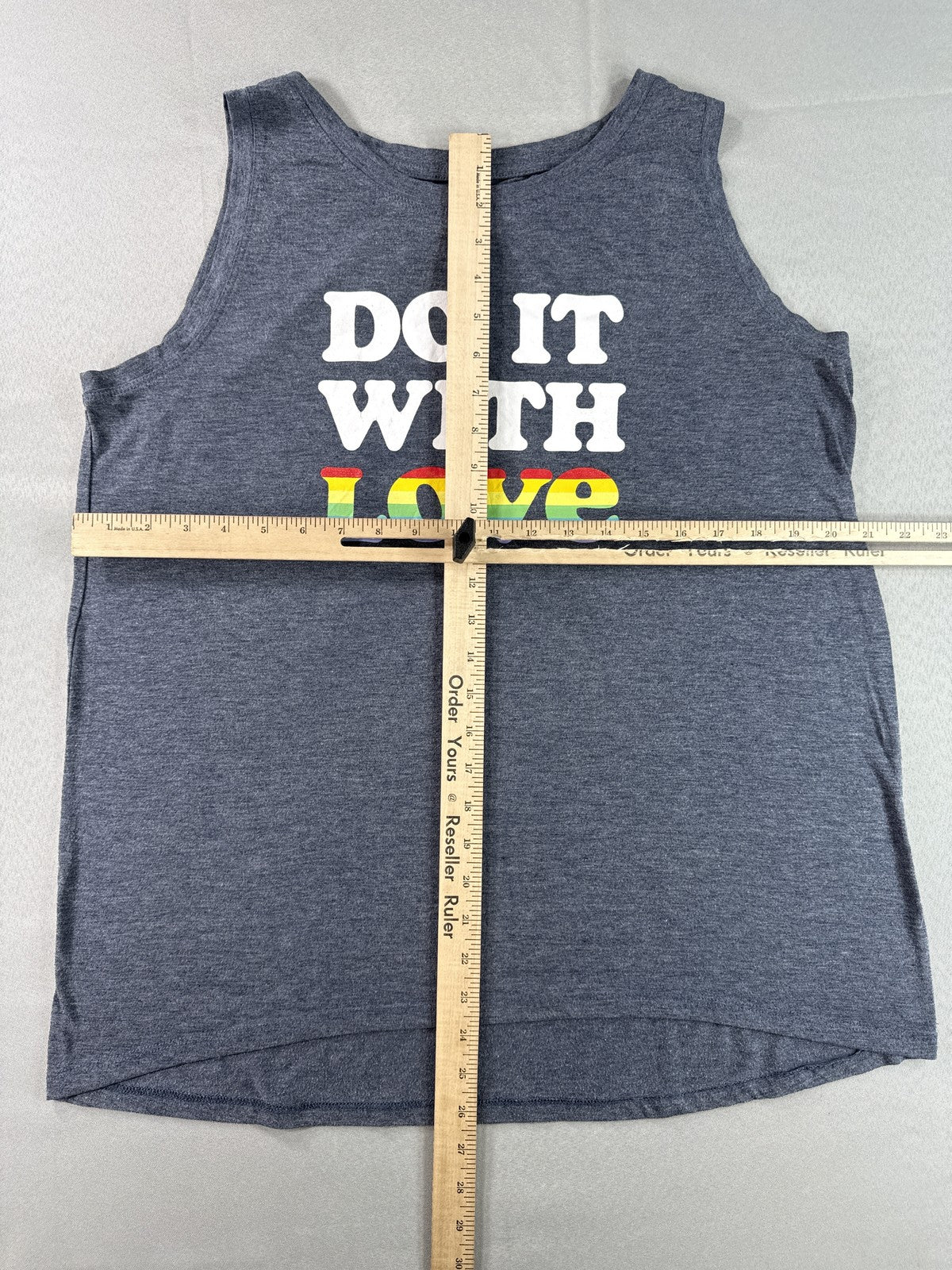Athletic Do It With Love Works Do It Love Tank 12 Top Womens 12/14 Gray Cotton