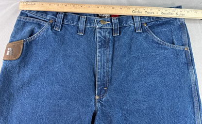 Wrangler Riggs Workwear Jeans Men 44x32 Carpenter Relaxed Fit Blue Denim