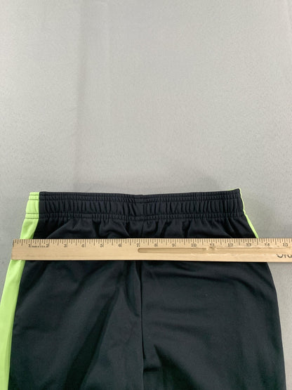 Under Armour Pants Youth Medium Black Neon Green Track Athletic Logo Drawstring