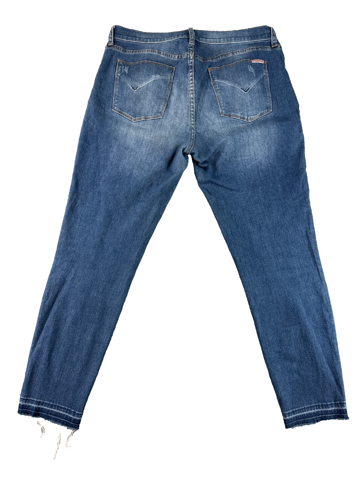 Hudson Jeans Women 32 Blue Distressed Skinny Raw Hem Stretch Ankle Denim