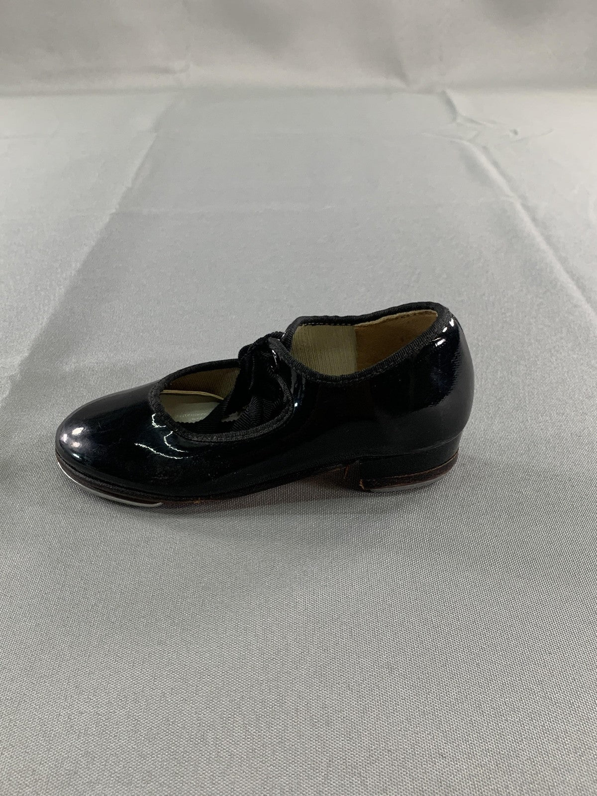 Girls Youth Tap Dance Shoes Size 10.5 Black Patent Mary Jane Ribbon Super Taps