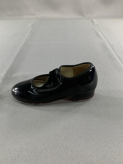 Girls Youth Tap Dance Shoes Size 10.5 Black Patent Mary Jane Ribbon Super Taps