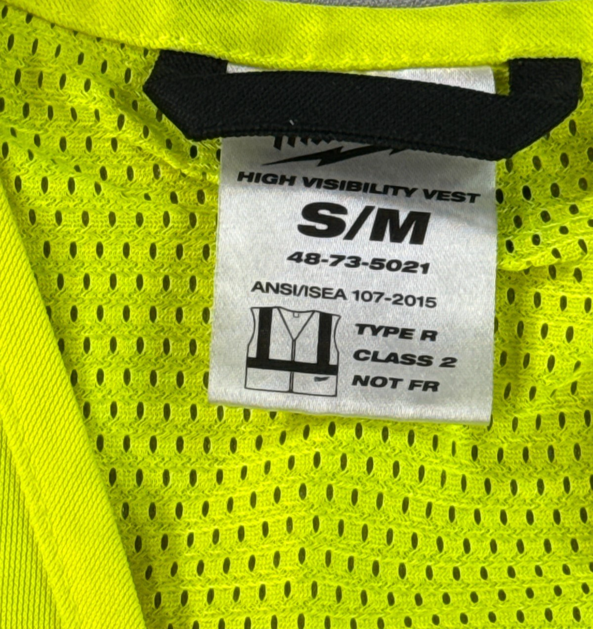 Milwaukee 48-73-5021 Hi Vis Safety Vest S/M Yellow Class 2 Type R 10 Pocket Zip