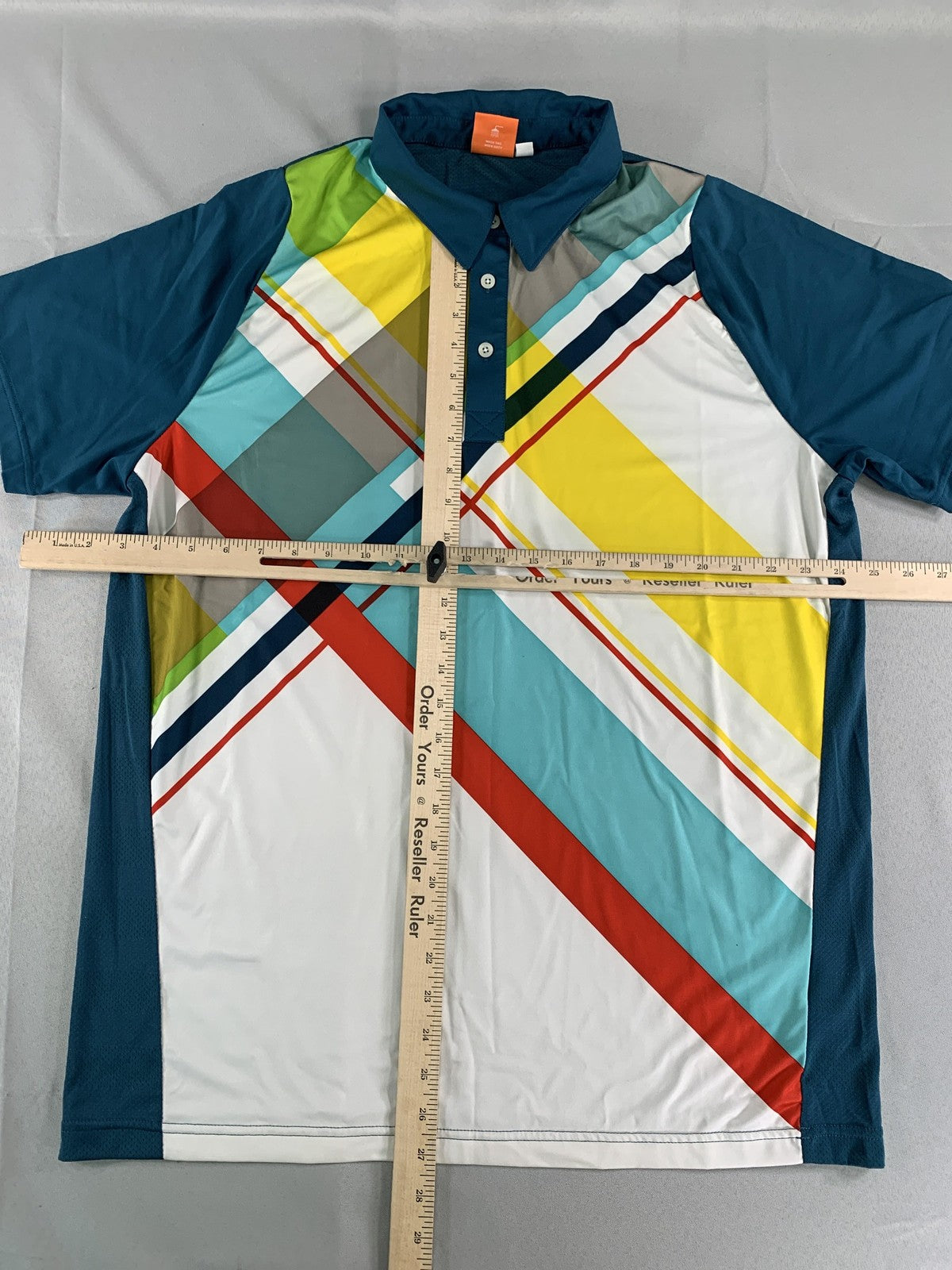 Puma Golf Polo Shirt Mens Large Colorful Stripe USP Dry Performance Collared Top
