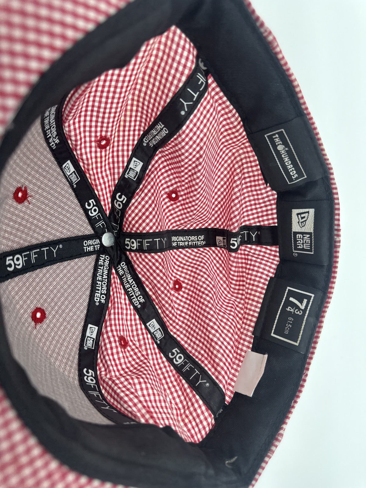 Hundreds 59FIFTY Atom Bomb Streetwear Hat 7 3 Red 100% Cotton Fitted Checkered