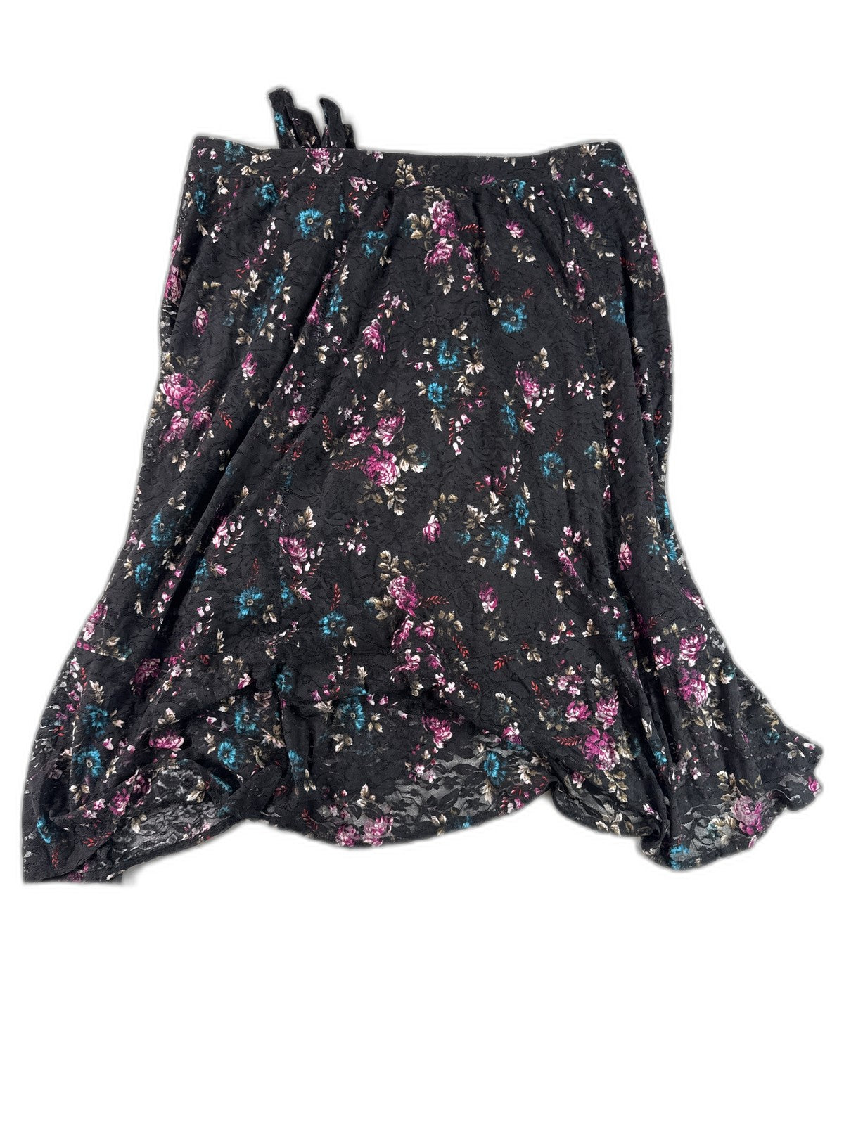 Lane Bryant Line Skirt 22 Plus 22/24 Black Floral Lace Elastic Waistband Nylon